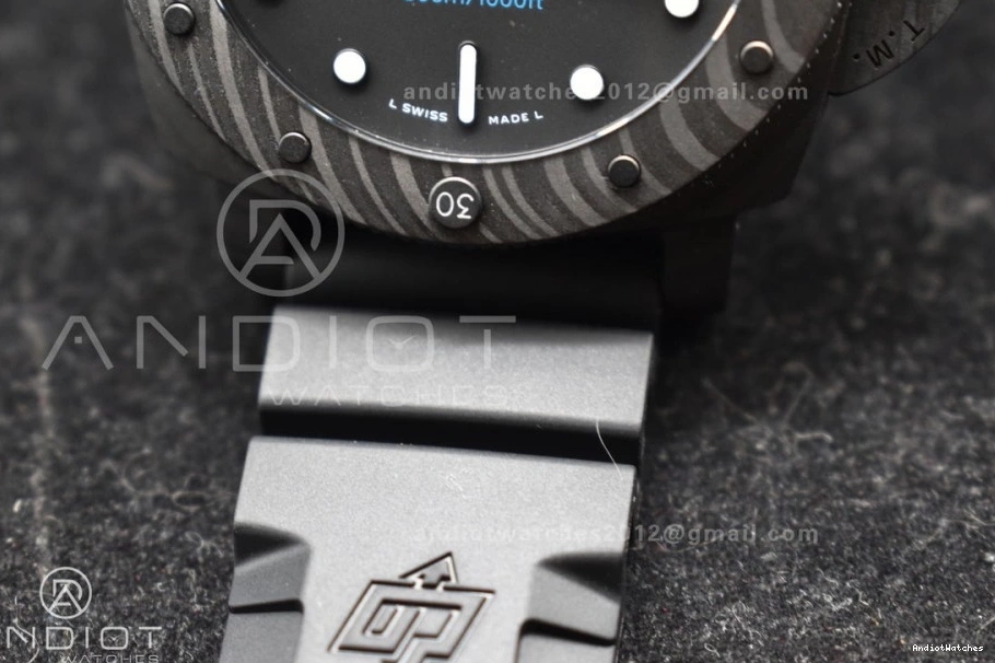 989 Rubber P.900 Best Carbotech Clone 42mm FashionForward Dial Strap Black PAM2231 Edition VSF on 1204